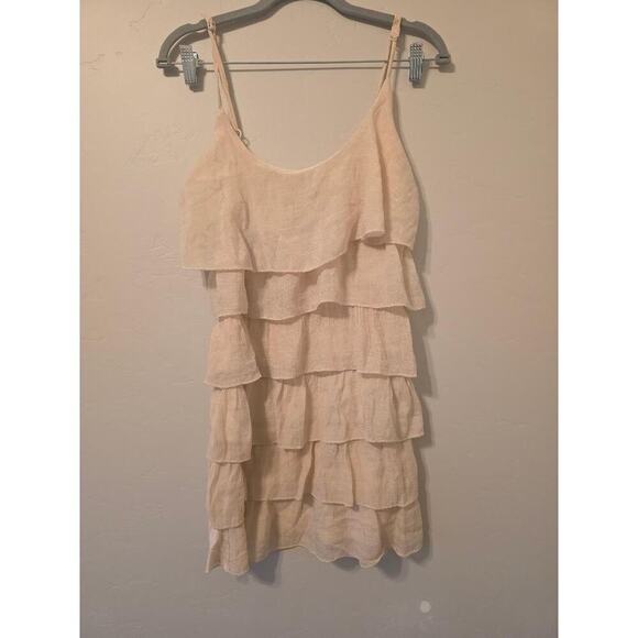 Toxik3 Dresses & Skirts - Cream Ruffle Mini Dress Boho Tiered Flowy Festival Beach XL